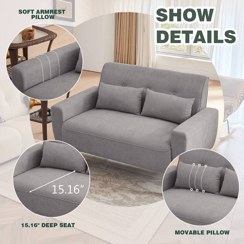 3 Pieces Living Room Set with Storage Ottoman