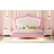 preview thumbnail 26 of 25, Modern Twin Upholstered Princess Bed with Crown-Shaped Headboard, LED Lighting, Pink & White Frame, Sturdy Quiet Design
