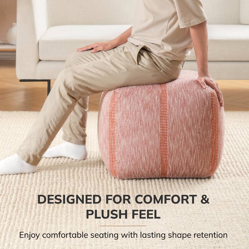 Jani 20-inch Ottoman Pouf - Handcrafted Handmade Ottoman for Seating, Footrest, Home Decor for Living Room, Bedroom