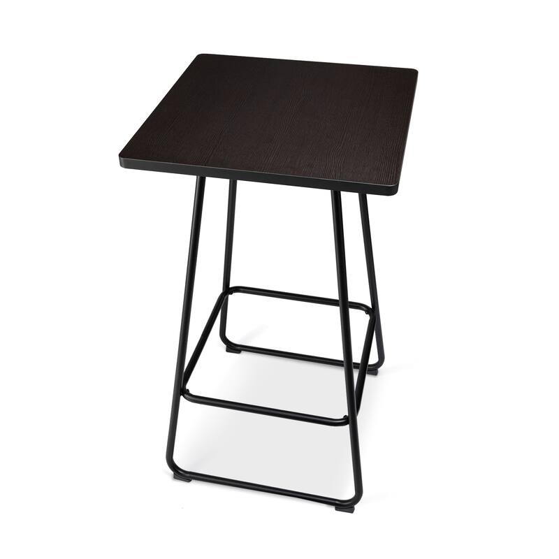 Glitzhome Small Space Set of 3 Swivel High Bar Stool Kitchen Chairs & Square Wood Top Pub Table