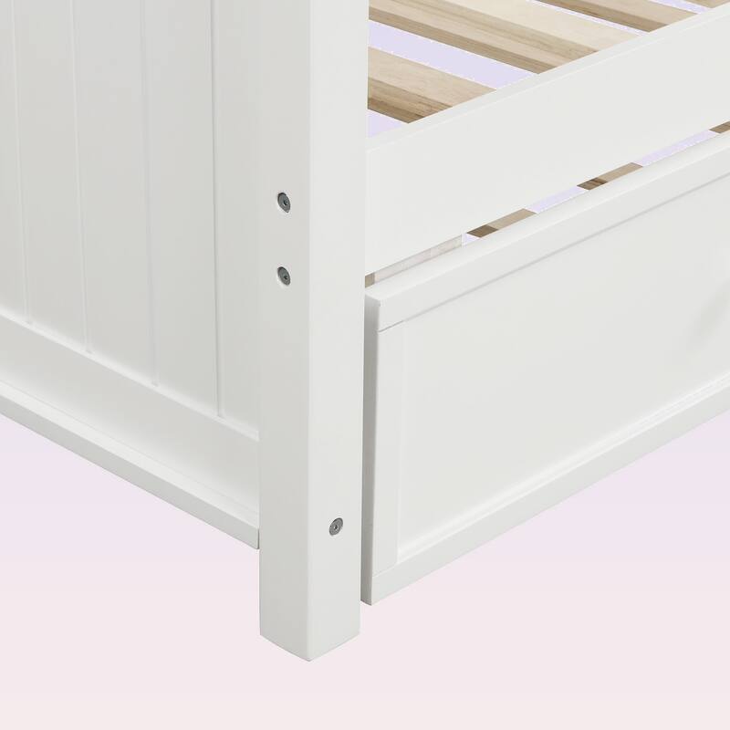 Modern Twin Size Wood Daybed with Twin Size Trundle