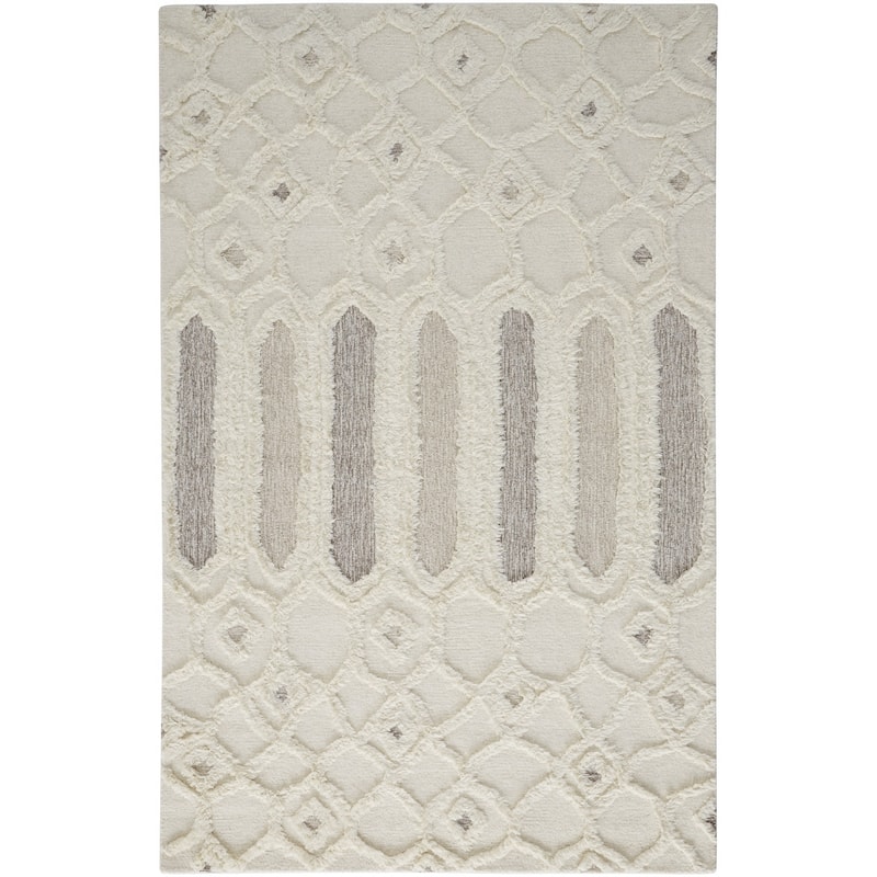 Zowew Hand Tufted Geometric Stain Resistant Durable Area Rug By HomeRoots - 8' x 10'