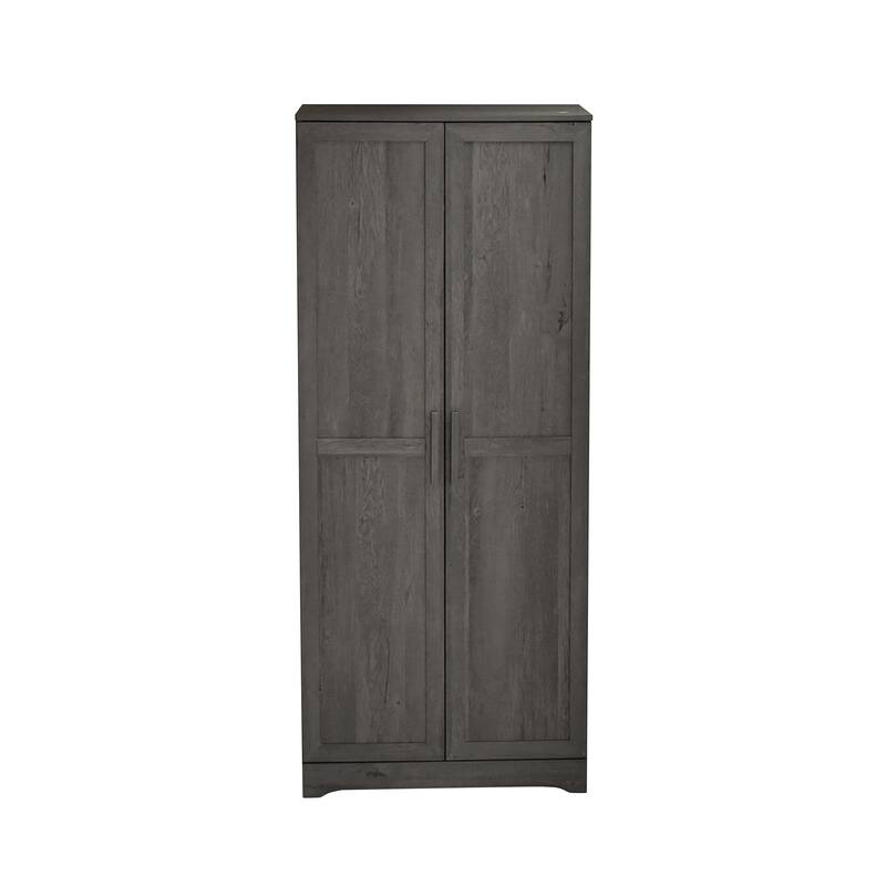 2-Door Wardrobe with Hanging Rods and Shelves - Spacious Bedroom Armoire Clothes Storage Cabinet, Folding Area and Hanging Area