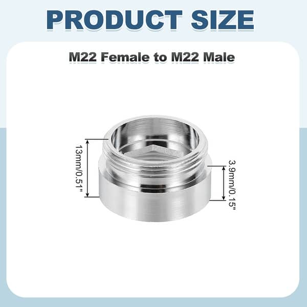 dimension image slide 8 of 23, Faucet Aerator Adapter, Male to Male Brass Faucet Adapter with Washer for Kitchen Bathroom Sink Water Filter - Silver