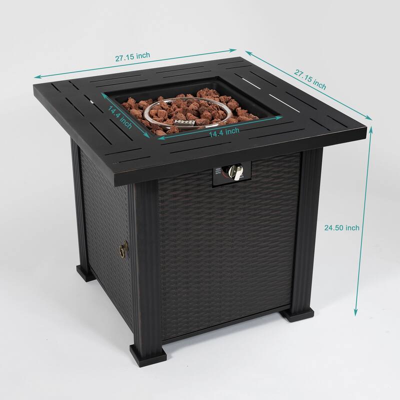 40000 BTU Outdoor 28 Inch Square Propane Fire Pit Table