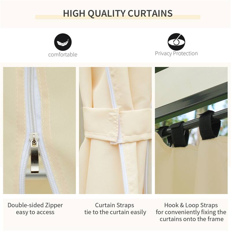 Outsunny Patio Gazebo,Outdoor Gazebo Canopy Shelter with Curtains