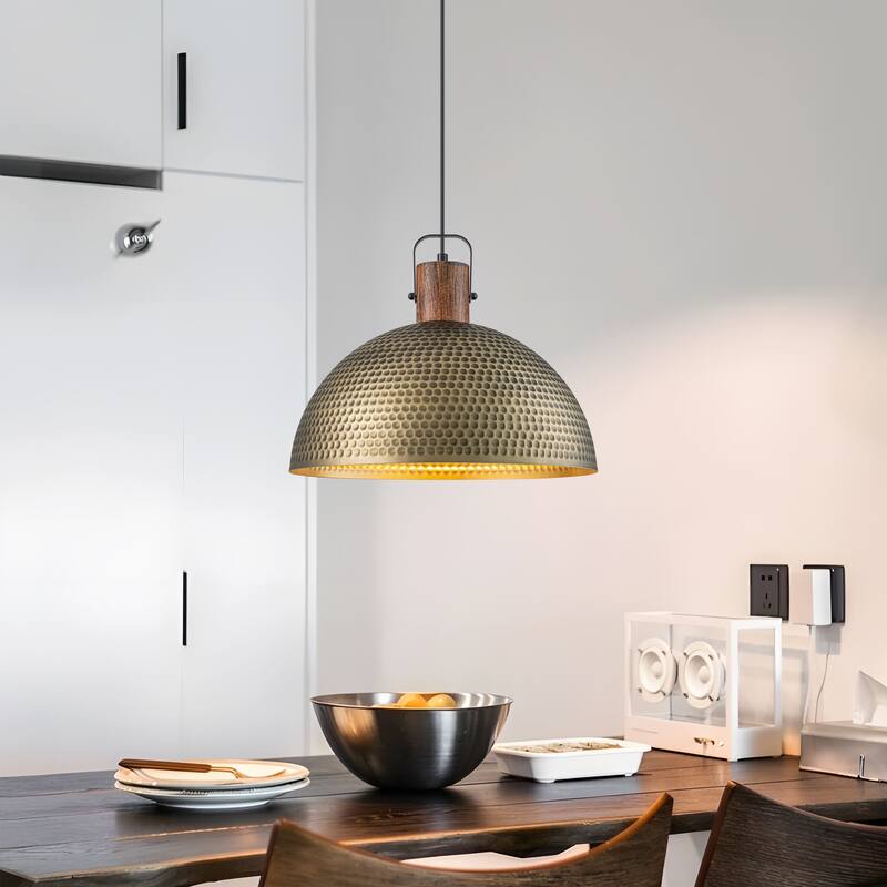 Starsky Modern 11.81in./15.75in.Dome Pendant Light with Hammered Shade
