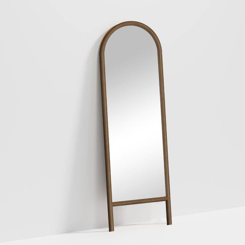 Ladder-Style Arched Solid Wood Framed Full Length Leaning Mirror