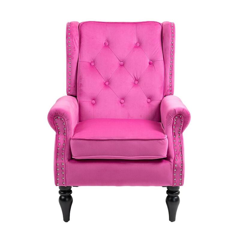 Transitional Wingback Accent Chair Armchair with Sturdy Wood Legs