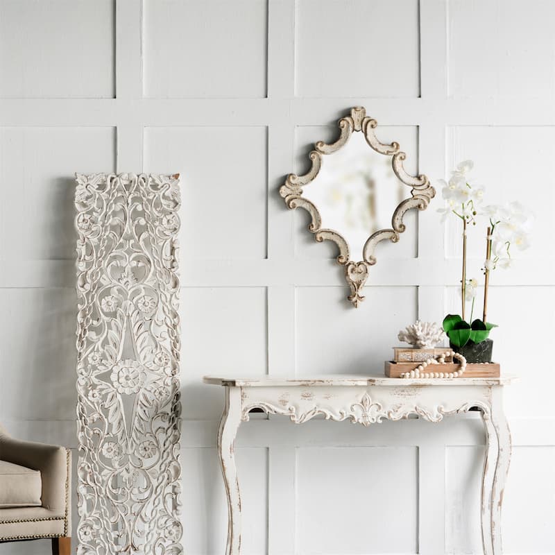 White Artistic Diamond Wall Mounted Mirror