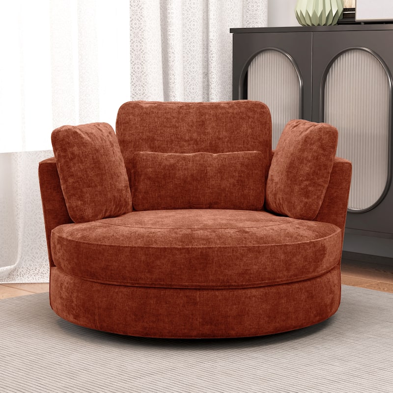 50.2"W Accent Barrel Chair,360° Swivel Club Chair with Metal Base