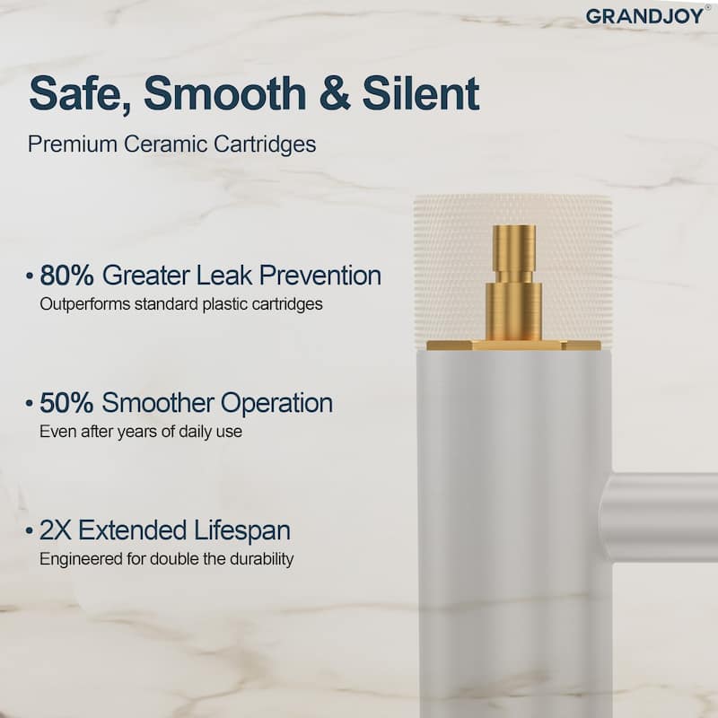 GRANDJOY Low-Arc Single Handle Vessel Sink Faucet with Pop-Up Drain, Compact Bathroom Design