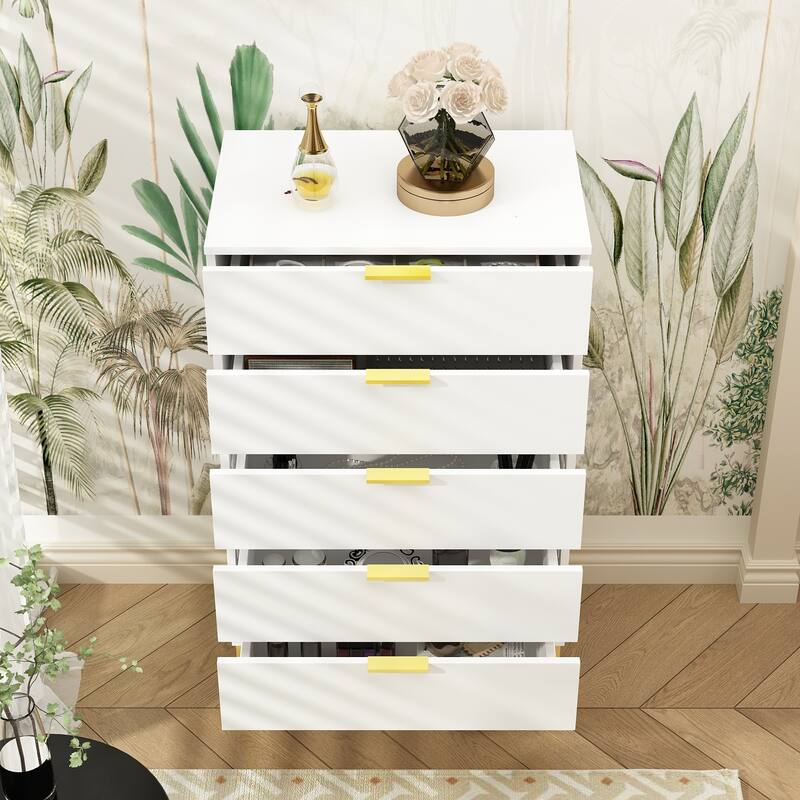 FUFU&GAGA 5Drawer Utility Storage Chest Drawer Organizer Cabinet Table