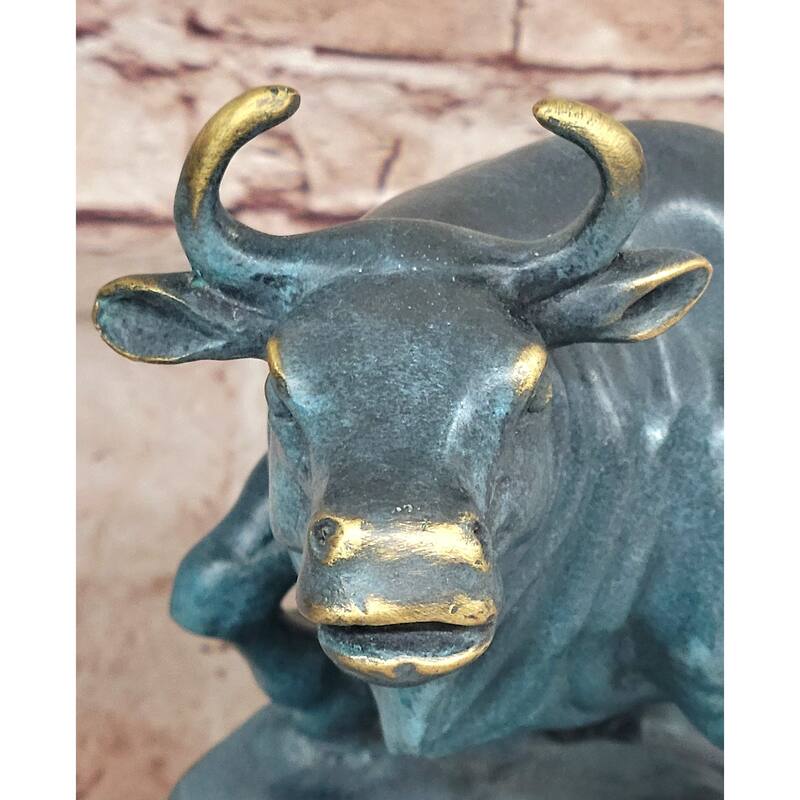 Standing Bull Bronze Sculpture - Powerful Animal Symbol Art By Milo