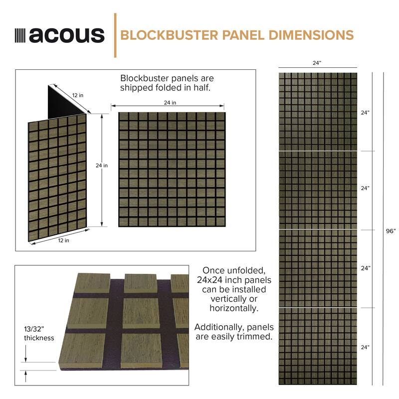 Acous ACB4-70 Blockbuster 24-in x 24-in x 0.4-in 4-Pack Wall Panels, Light Oak