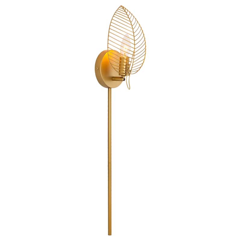 Jaida River of Goods Brushed Gold Metal Leaf Dome Shade Wall Sconce - 6" x 11.25" x 28.75" - 6" x 11.25" x 28.75" - Gold