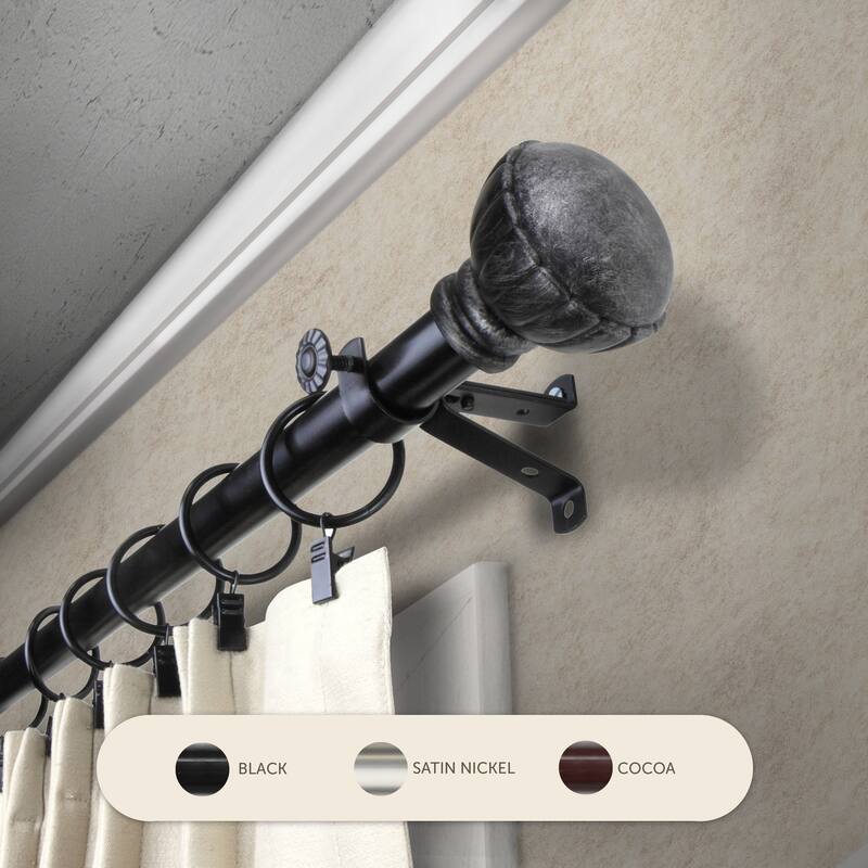 InStyleDesign Gemma Adjustable Curtain Rod - 28 to 48 inches - Black