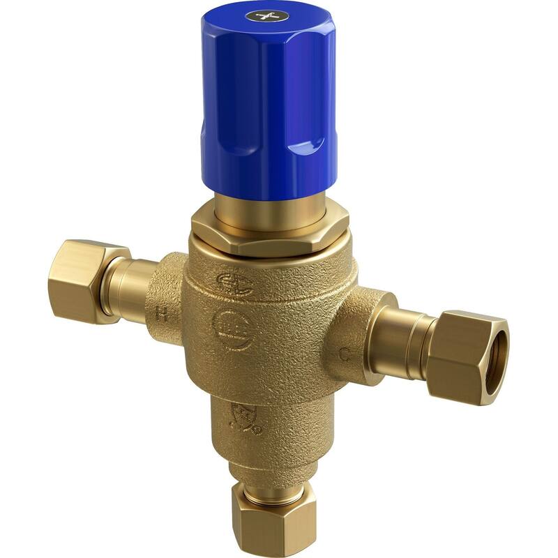 PROFLO PFMVTS38 3/8" Thermostatic Mixing Valve - Single Outlets - Rough Brass