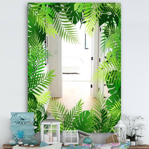 Designart 'Tropical Mood Foliage 26' Farmhouse Mirror - Large Printed Wall Mirror