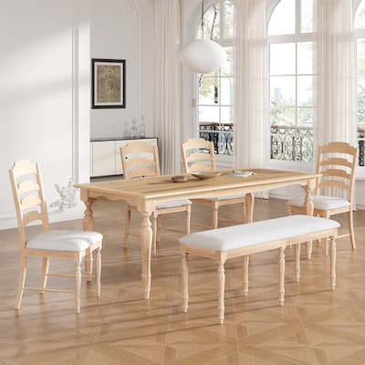 Vintage Traditional 6-Piece 82.7inch Extendable Dining Table Set