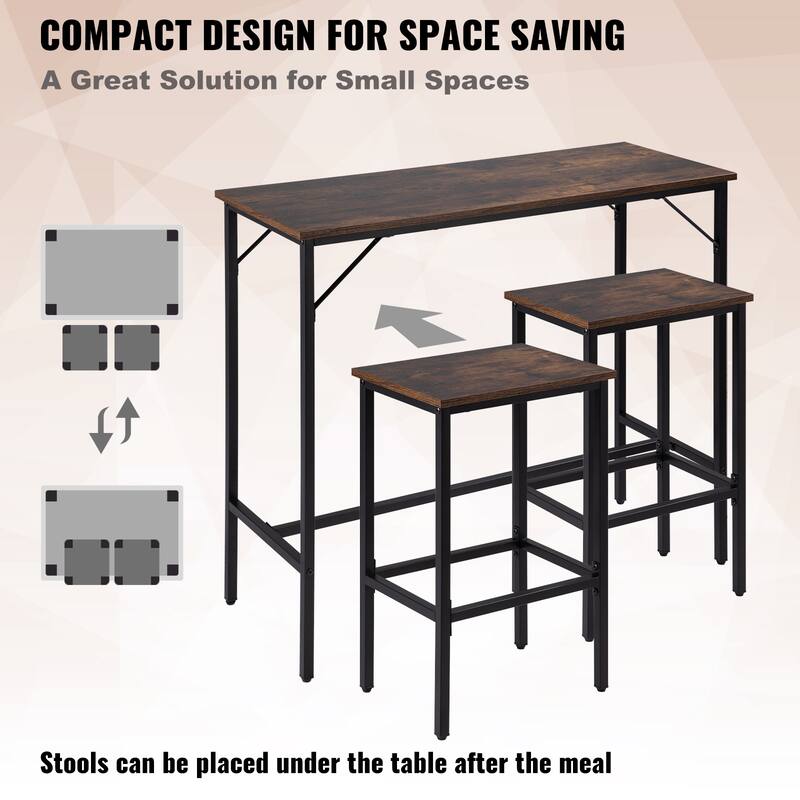 VEVOR Bar Table and Chairs Set Pub Table Set with Bar Stools Kitchen Dining Table and Chairs Set
