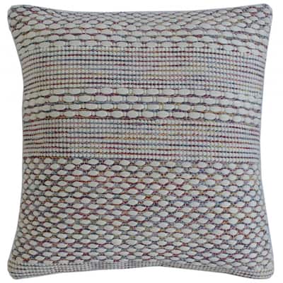 HomeRoots 20" X 20" Ivory Red Green Blue Yellow And Orange 100% Cotton Geometric Zippered Pillow