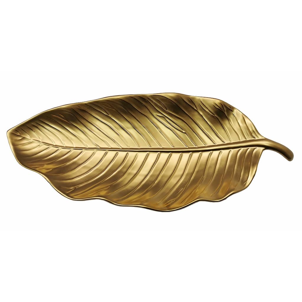 Botanic Collection Titanium Porcelain Leaf Plate 17"