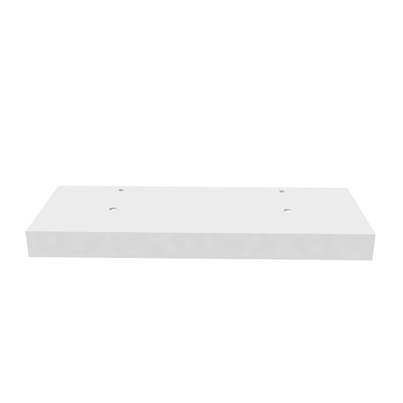 Wide Solid Surface Minimalist Vanity Countertop in White - 60"
