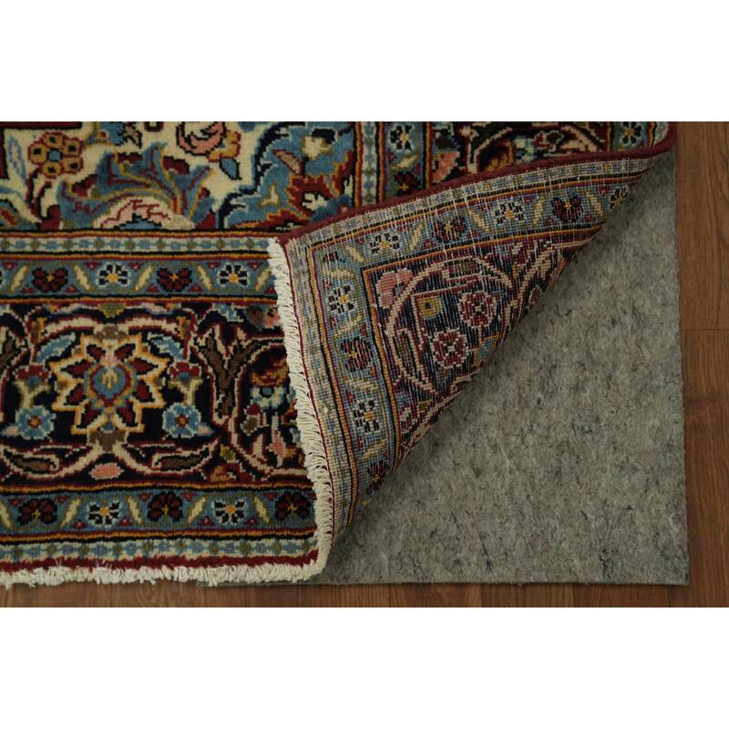 Hand Knotted Oriental 100% Wool Carpet Traditional Floral Red Kashan Area Rug - 9' 11'' X 6' 6''