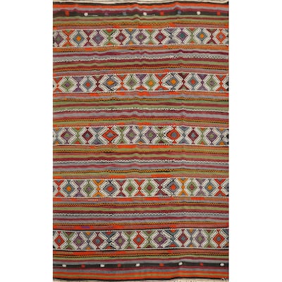 Hand Woven Oriental 100% Wool Carpet Southwestern Tribal Multi-Colored Kilim Area Rug - 8' 3'' X 6' 0''