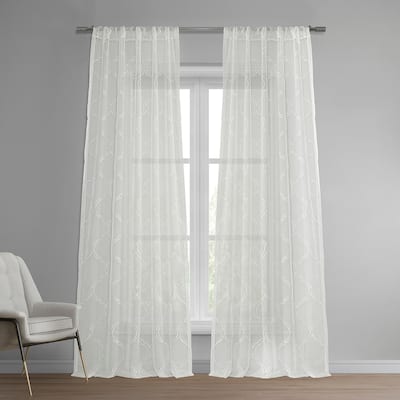 Exclusive Fabrics Florentina White Embroidered Sheer Rod Pocket Curtain (1 Panel)