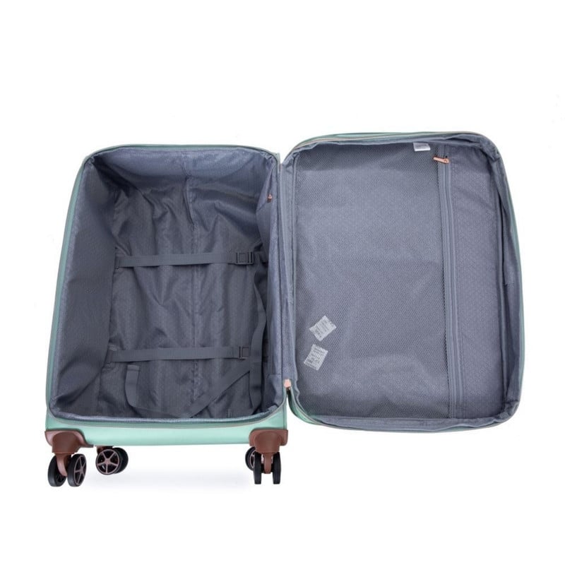4-Piece Softshell Suitcase Terylene Luggage Sets with Spinner Wheels,Green