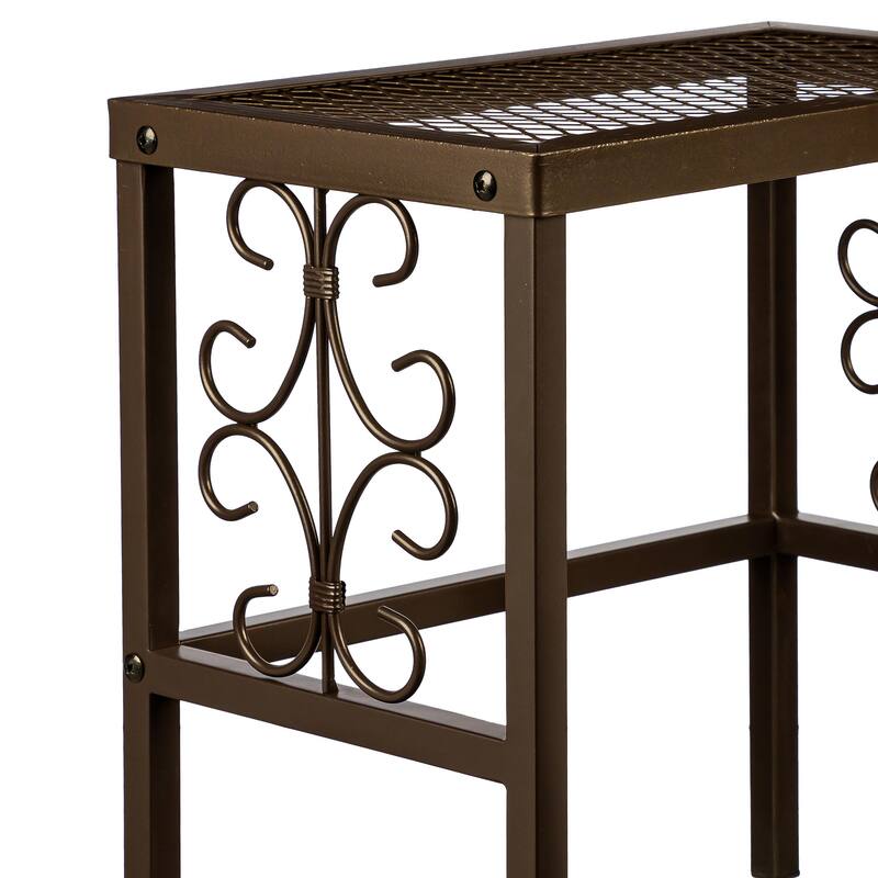 12" Decorative Metal Plant Stand, Set of 2