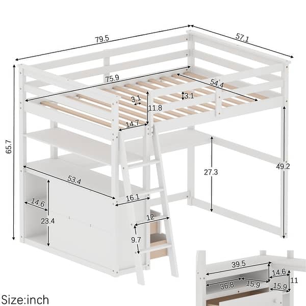 Modern Full Size Loft Bed with Desk and Shelves - Bed Bath & Beyond ...