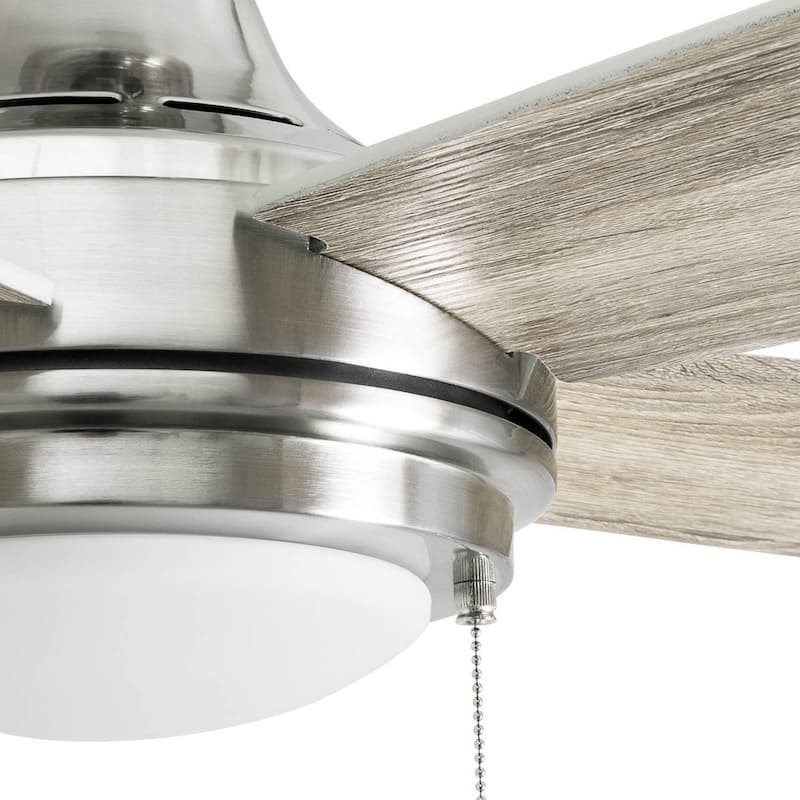 52" Honeywell Ventnor Brushed Nickel Modern Farmhouse Indoor LED Ceiling Fan with Light, Pull Chain