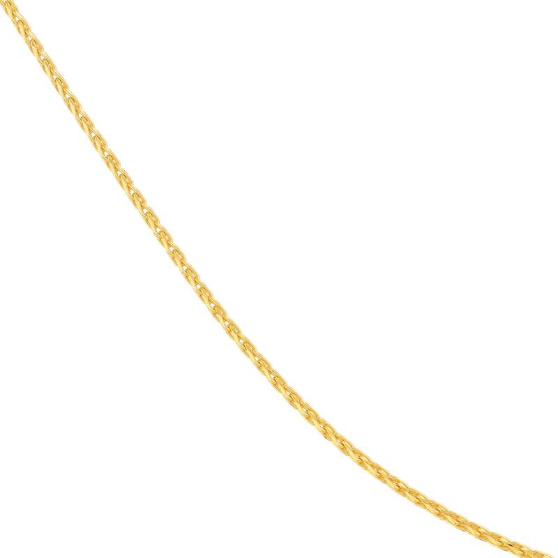 Curata 14k Yellow Gold 0.85mm Diamond Cut Wheat Chain Necklace (Lobster)