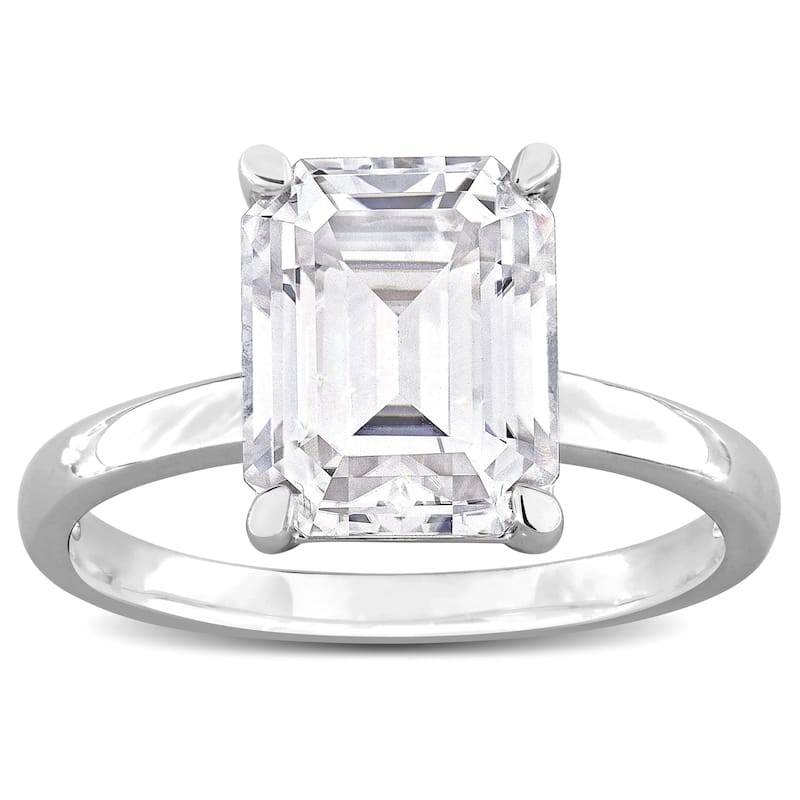Miadora 3 1/2ct DEW Octagon-cut Created White Moissanite Solitaire Ring in Sterling Silver