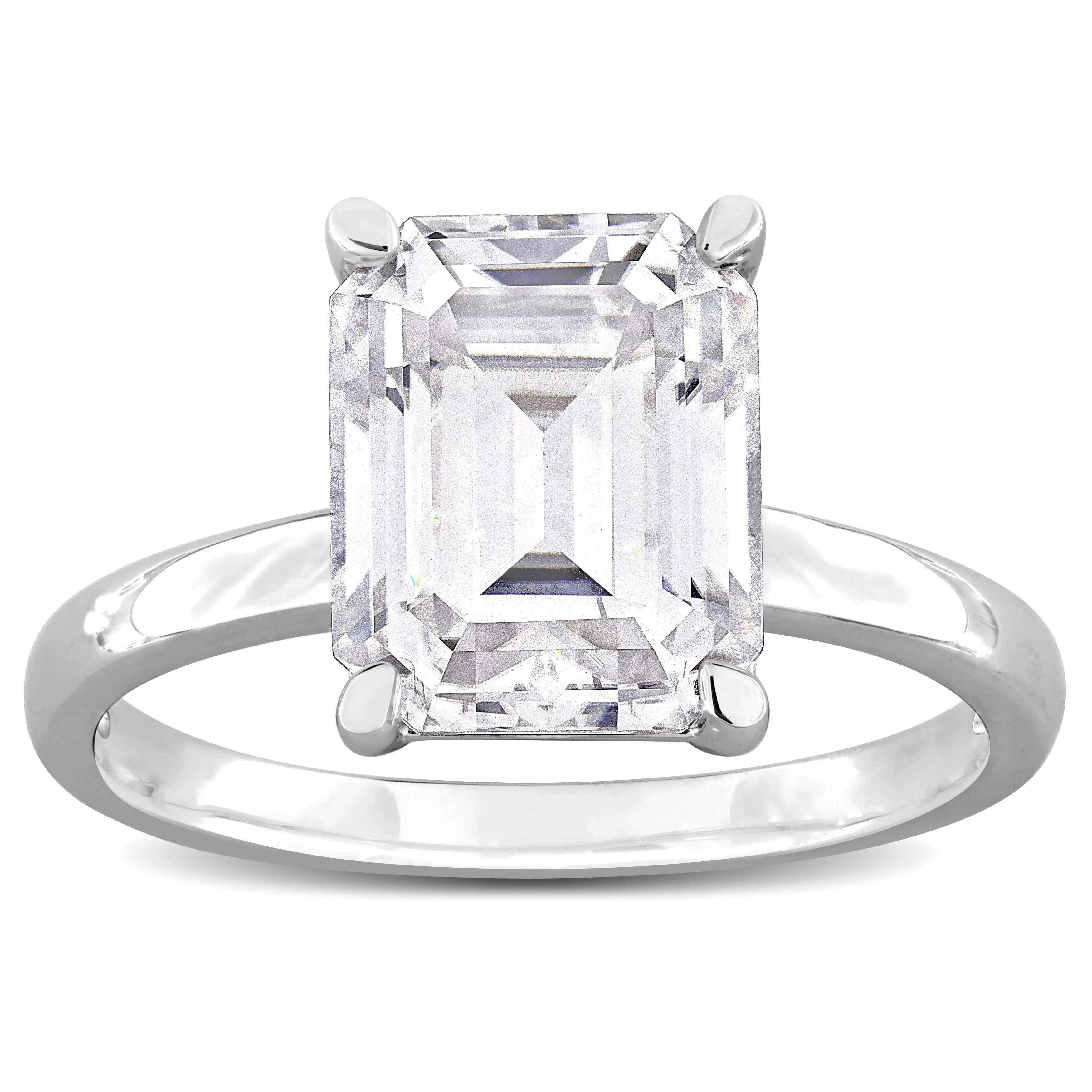 Miadora 3 1/2ct DEW Octagon-cut Created White Moissanite Solitaire Ring in Sterling Silver