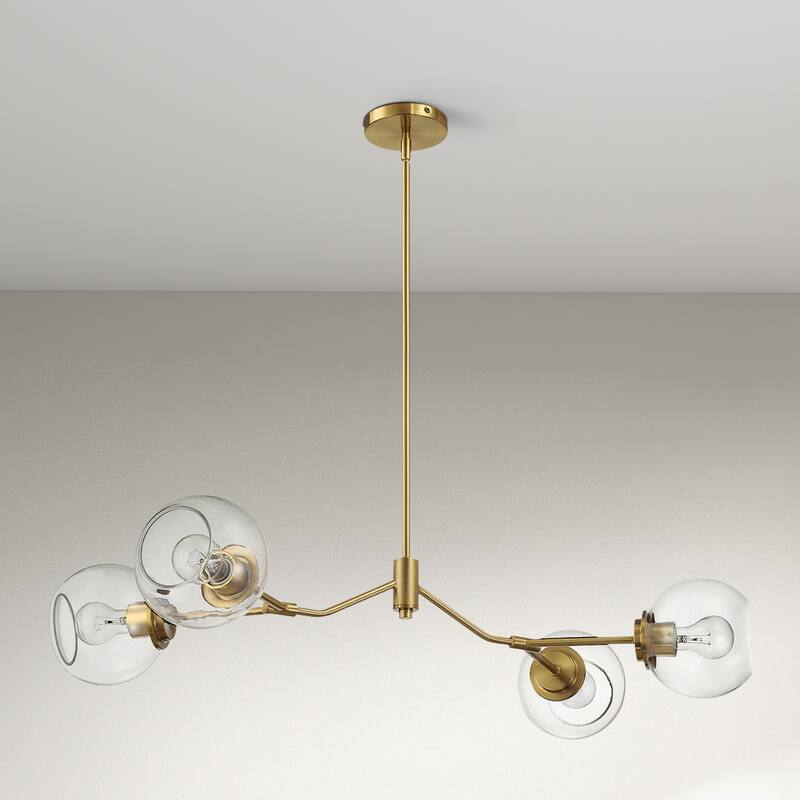 Sunco Modern Farmhouse Gold Brass Chandelier with Clear Glass Shades - Clear Glass
