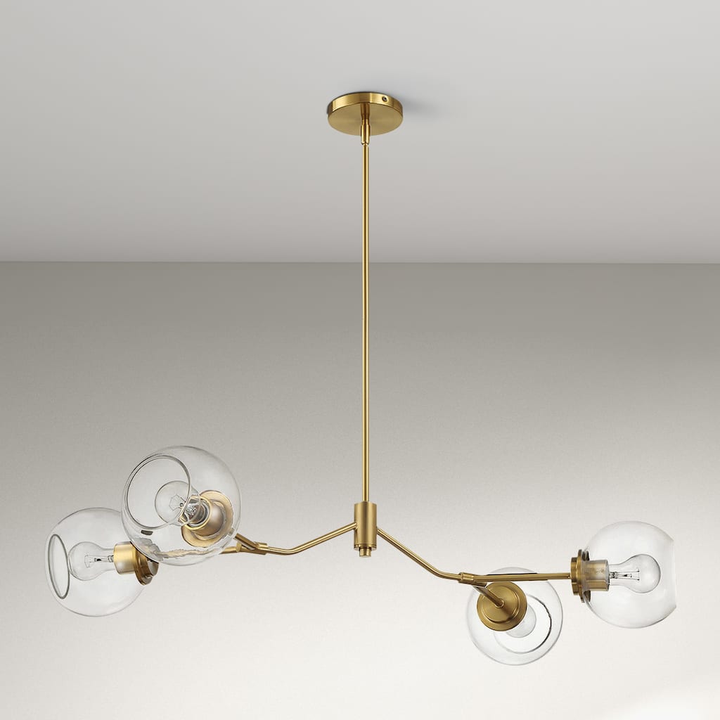 Sunco Modern Farmhouse Gold Brass Chandelier with Clear Glass Shades - Clear Glass