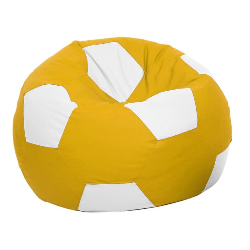 Leatherette Bean Bag Cover Without Filler, Ideal for Children and Teenagers by Ample Decor - YELLOW-WHITE