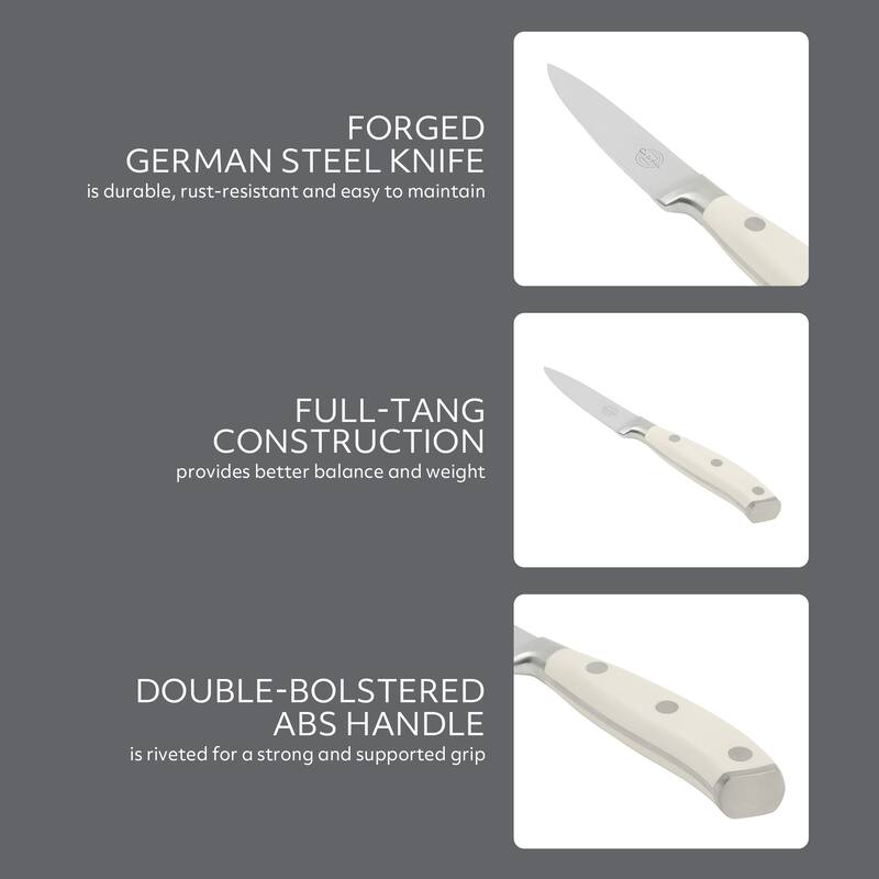 Sur La Table Kitchen Essential Tasting Kitchen German Steel Forged Full Tang Prfessional Knife with White Handle