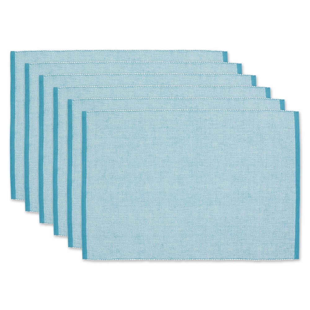 DII French Blue Eco-Friendly Chambray Fine Ribbed Placemat 6 Piece