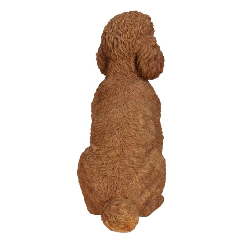 Sitting Poodle Dog Outdoor Garden Statue - 19" - Brown