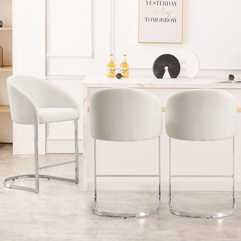 26" Fabric Upholstered Counter Height Bar Stools with Arms - 37" H x 22.4" W x 22" D