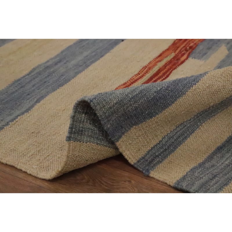 Hand Woven Oriental 100% Wool Carpet Southwestern Modern Multi-Colored Kilim Area Rug - 11' 9'' X 9' 4''