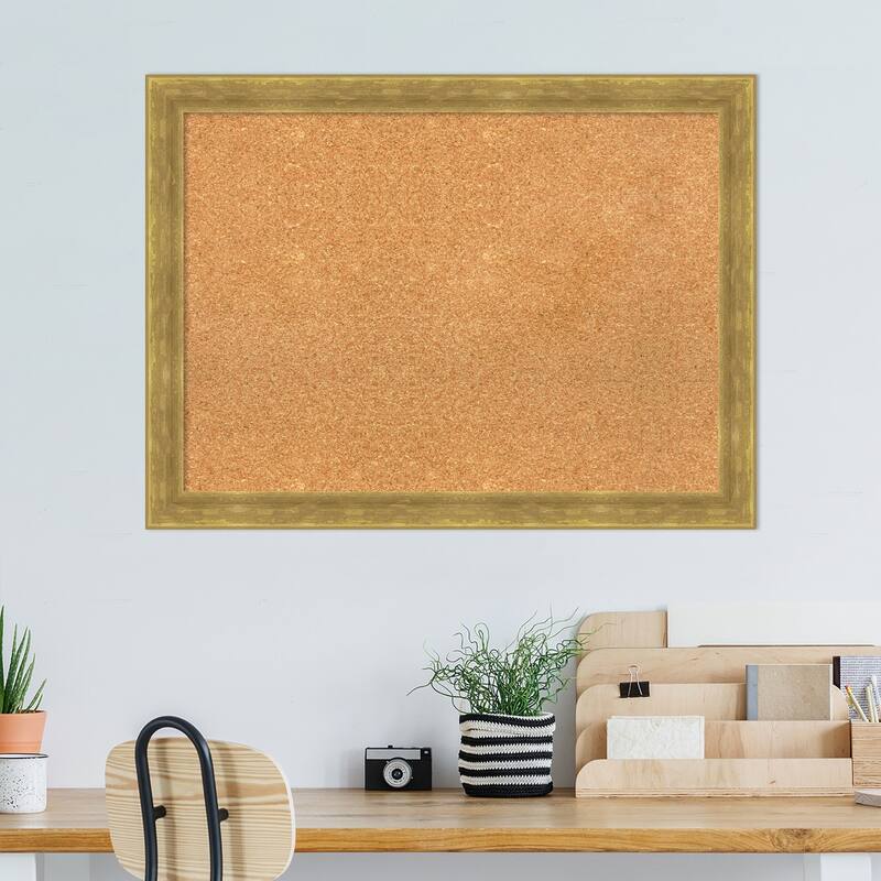 Angled Gold Wood Framed Natural Corkboard Bulletin Board, Organization Board, Pin Board