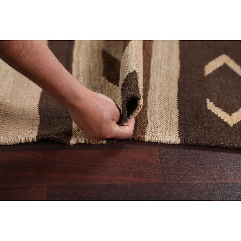 Natural Dye Tribal Kilim Contemporary Area Rug Flat-woven Wool Carpet - 5'1" x 6'9"