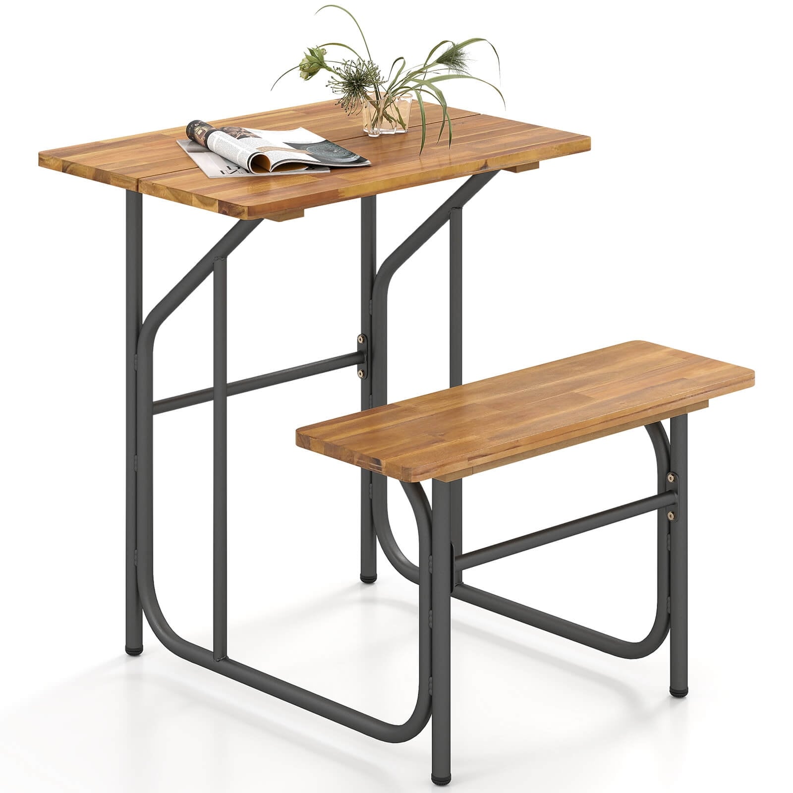 Costway 1/2 PCS Patio Table Bench Set One-Side Picnic Table & Seat - See Details
