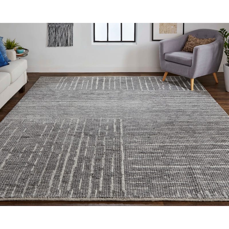Grand Bazaar Rheed Hand Knotted Checkered Modern Area Rug
